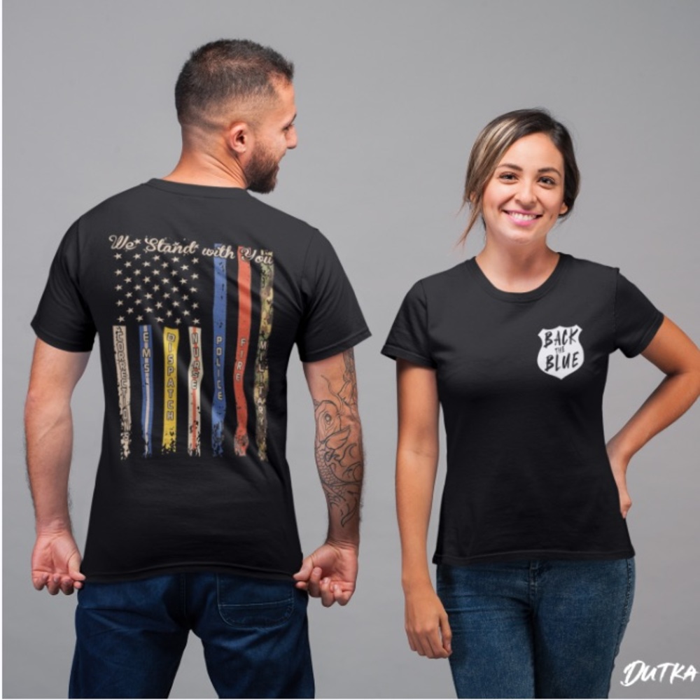 Support all services, support the blue T-shirt